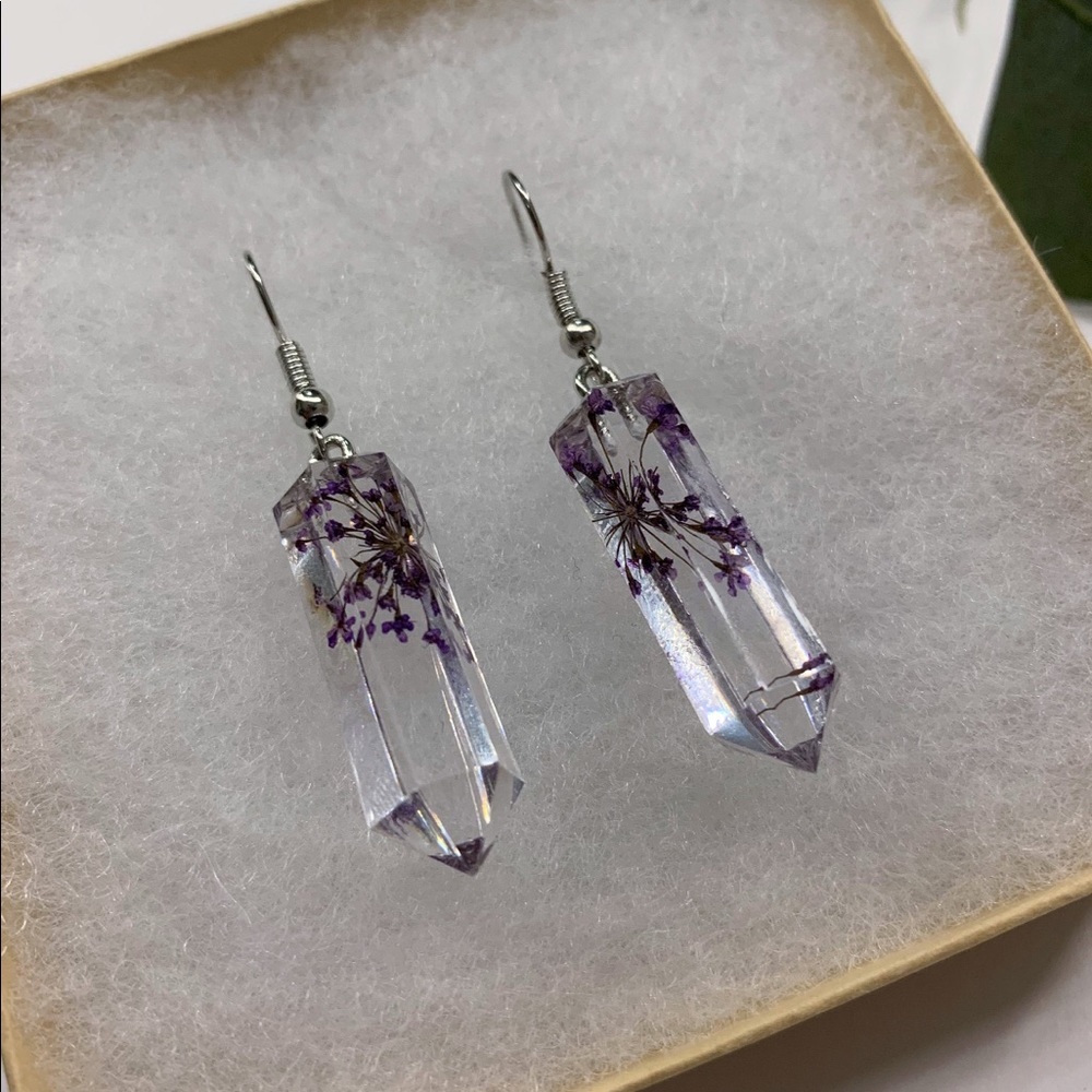 Pressed Flower Crystal Earrings